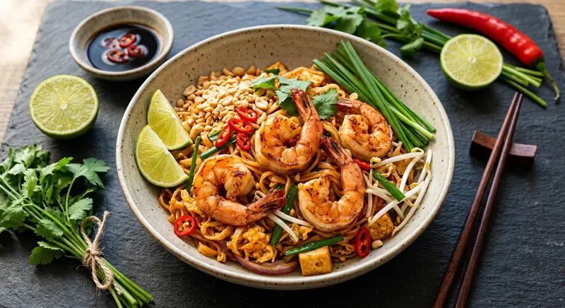 Double-cliquez pour agrandir Pad Thaï aux crevettes tigrées